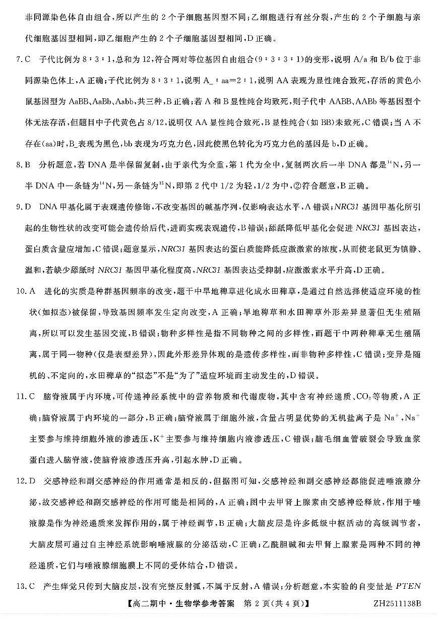 参考答案解析及评分细则第2页