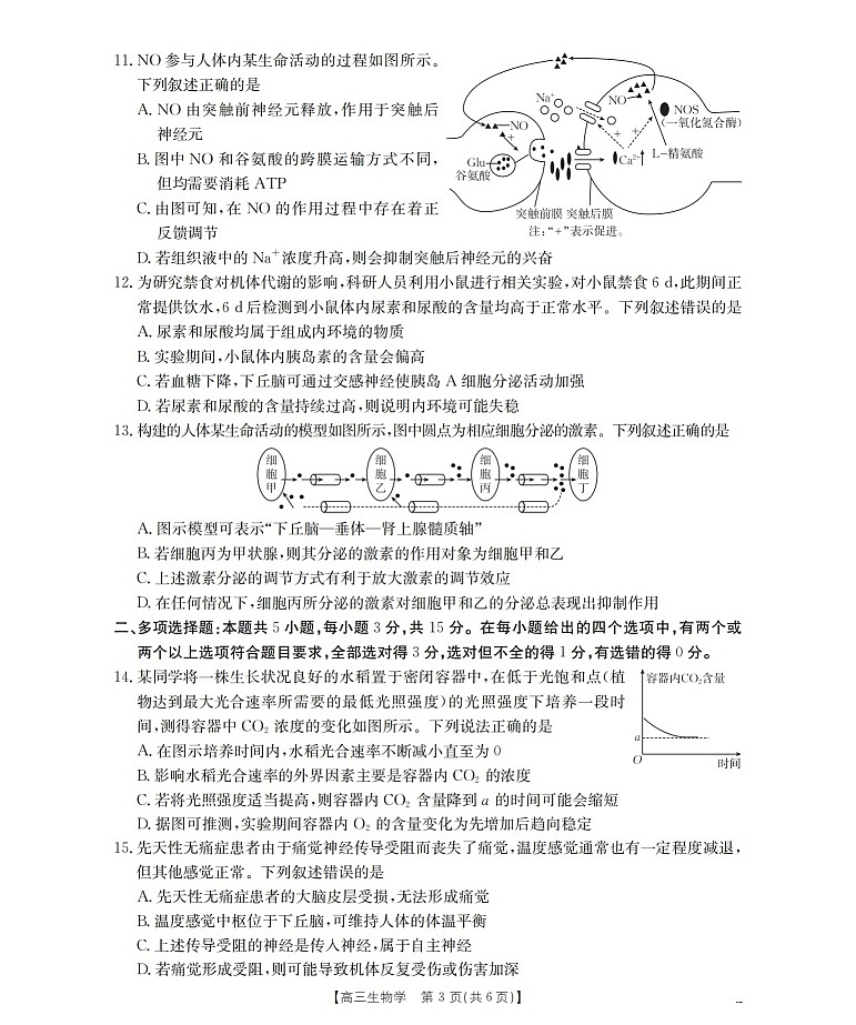 金太阳河北省2025-2026学年高三上学期期中考试生物试卷第3页
