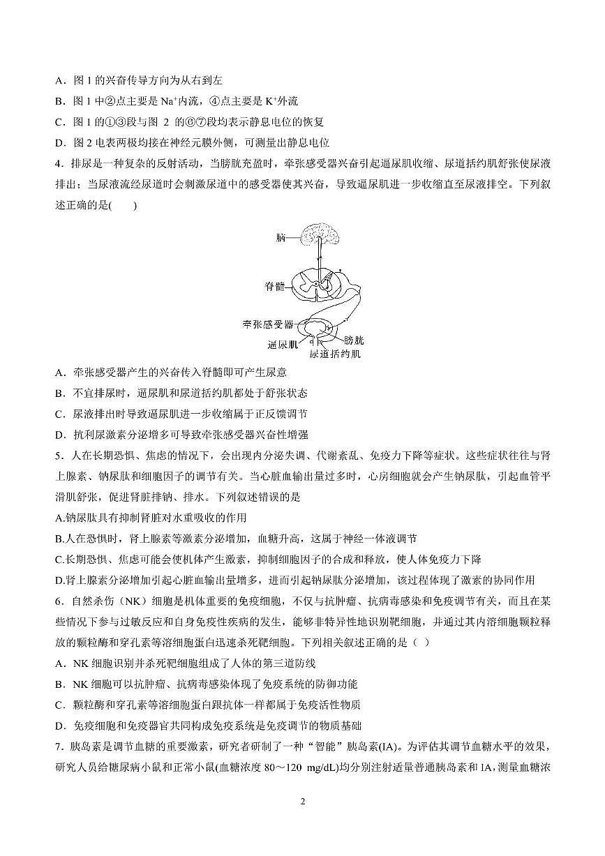 山东师范大学附属中学2025-2026学年高二上学期期中考试生物试题（PDF版含答案）第2页