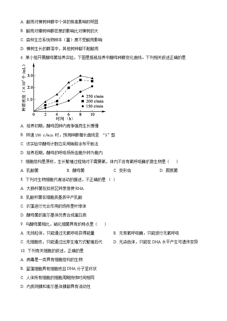 北京市育才学校2024-2025学年高二下学期3月月考生物试题第2页
