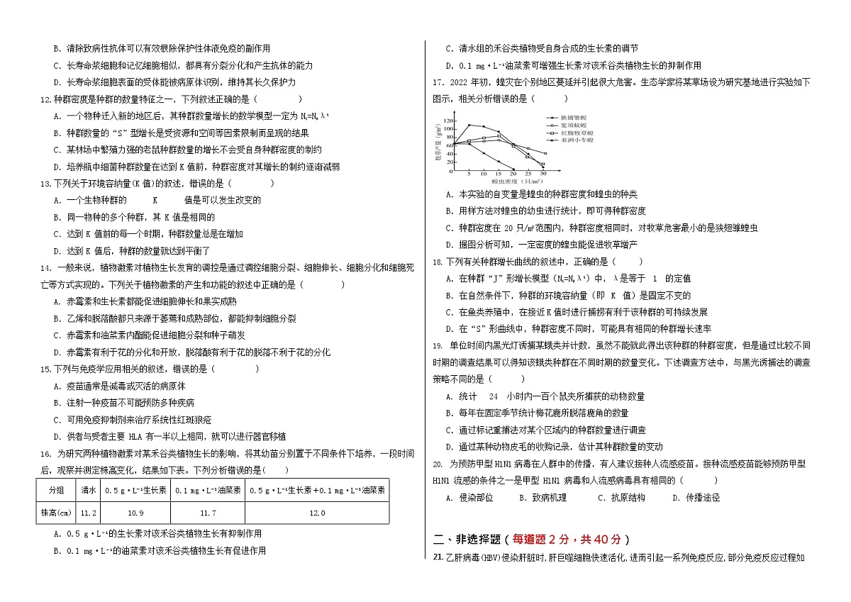 新疆维吾尔自治区喀什地区巴楚县第一中学2025-2026学年高二上学期12月月考生物试题第2页