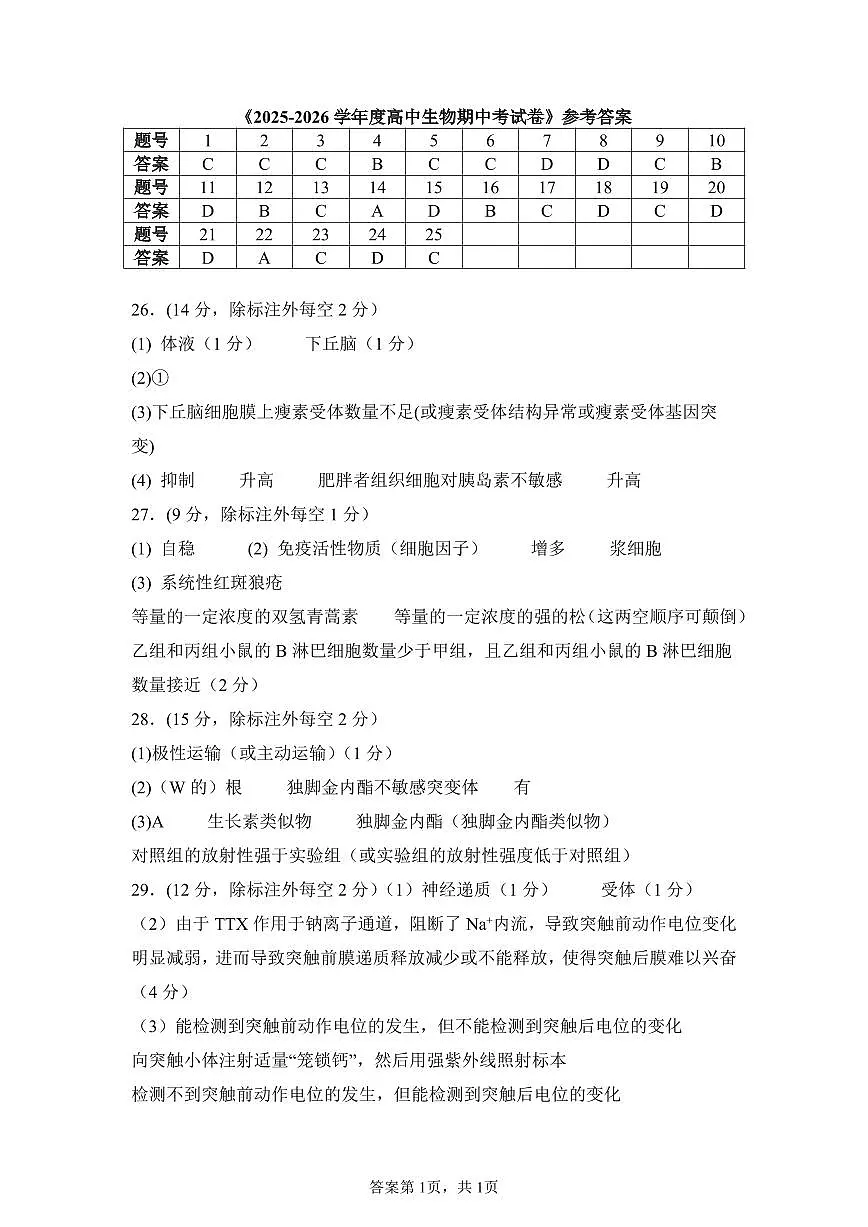生物答案第1页