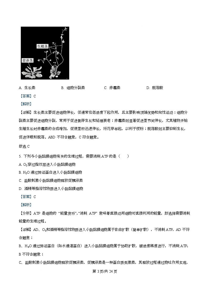 2026届浙江省县域教研联盟高三一模生物试题 Word版含解析第3页