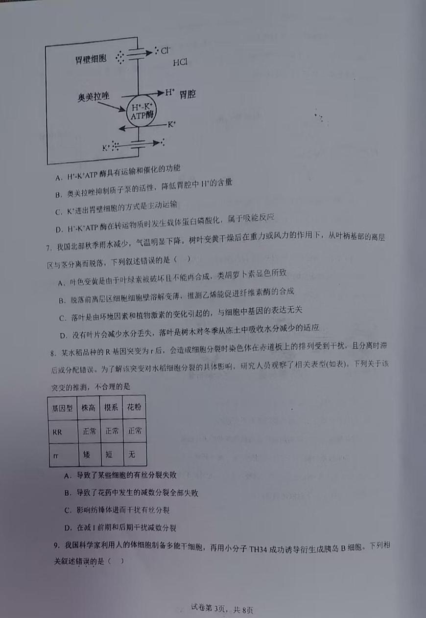 海南部分学校2025-2026学年高三上学期第二次月考生物试题第3页