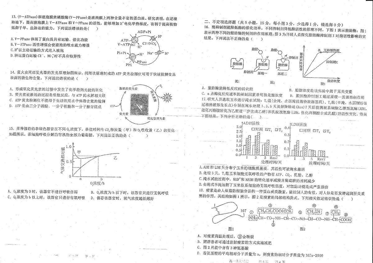 吉林省延边朝鲜族自治州延吉市延边第二中学2025-2026学年高一上学期12月月考生物试题第2页
