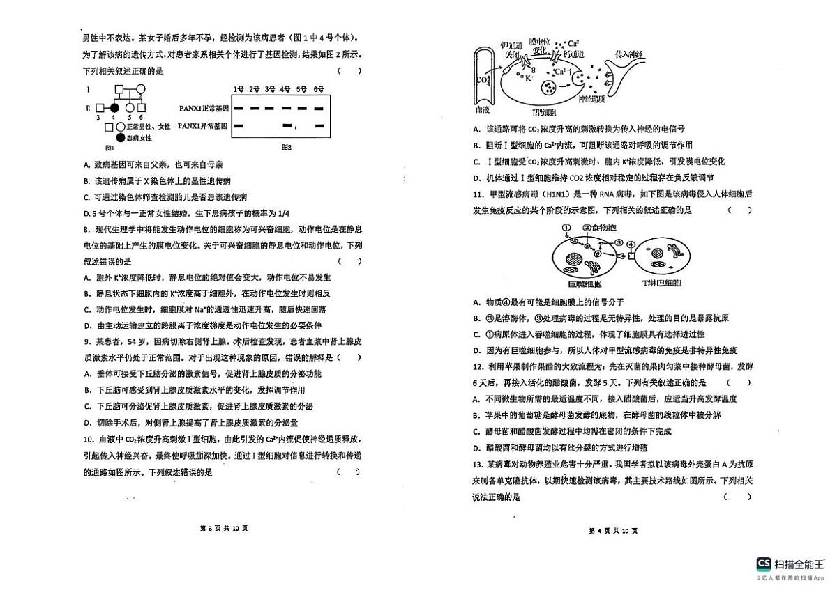 2026届陕西省榆林市高三第六次阶段质量检测生物试题（高考模拟）第2页