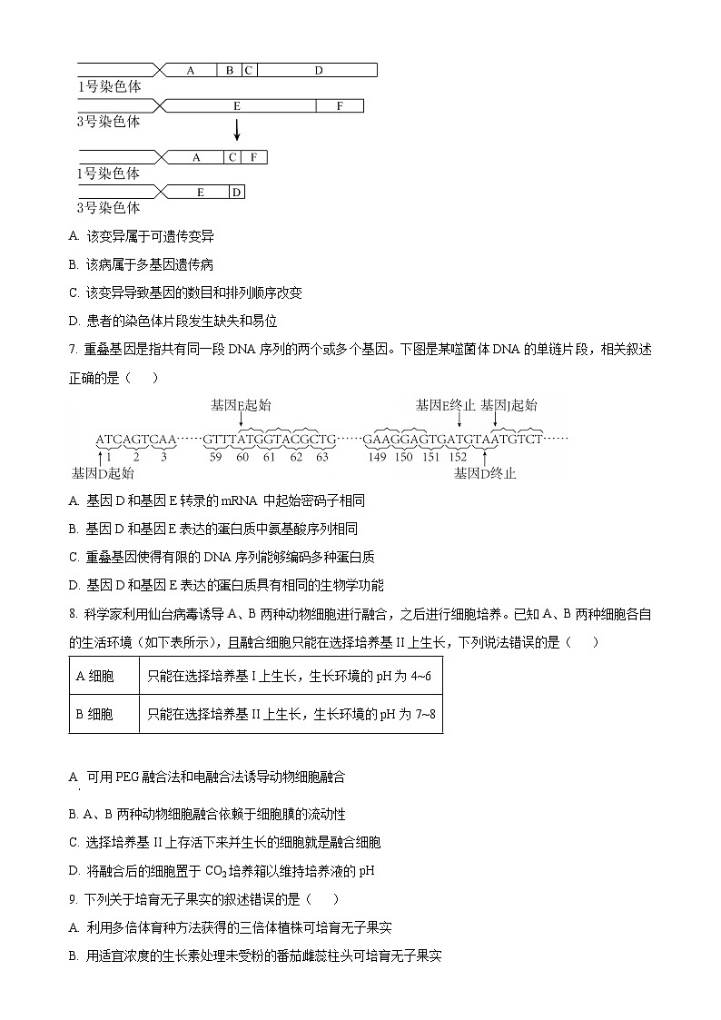 北京市昌平区高三上学期期末质量检测生物试题（原卷版）-A4第3页