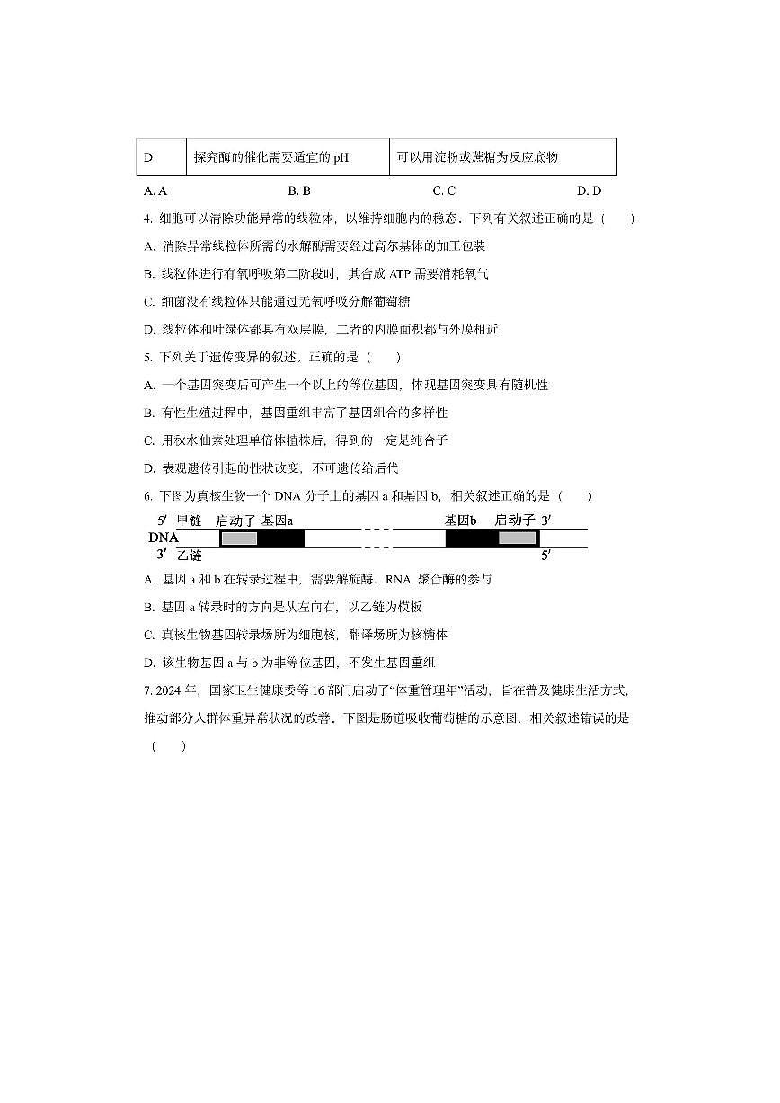 内蒙古赤峰市2026届高三一模生物试卷（学生版）第2页