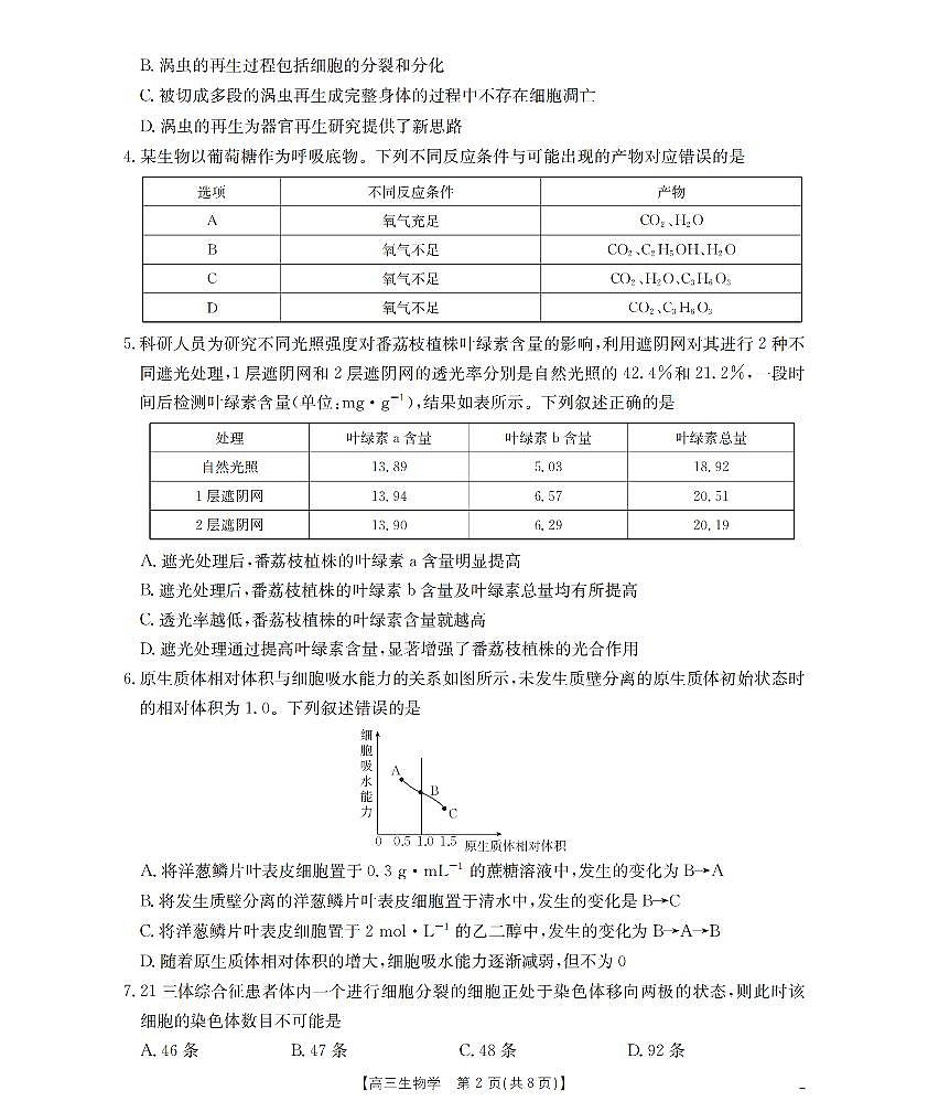 金太阳湖南省2026届高三上学期11月联考生物试卷（含答案）第2页