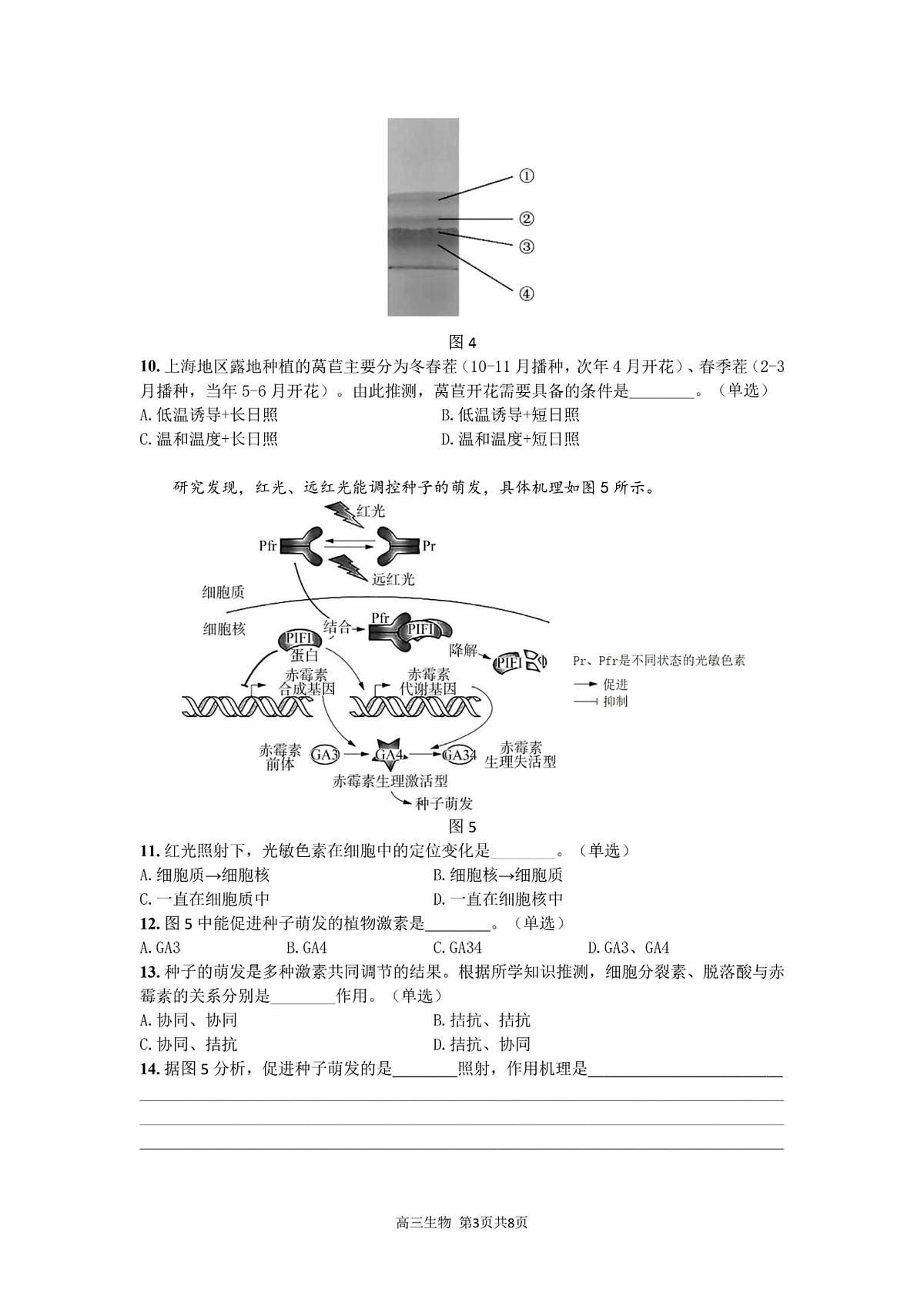 上海市金山区一模2026届高三第一学期质量监控 生物试卷+答案第3页