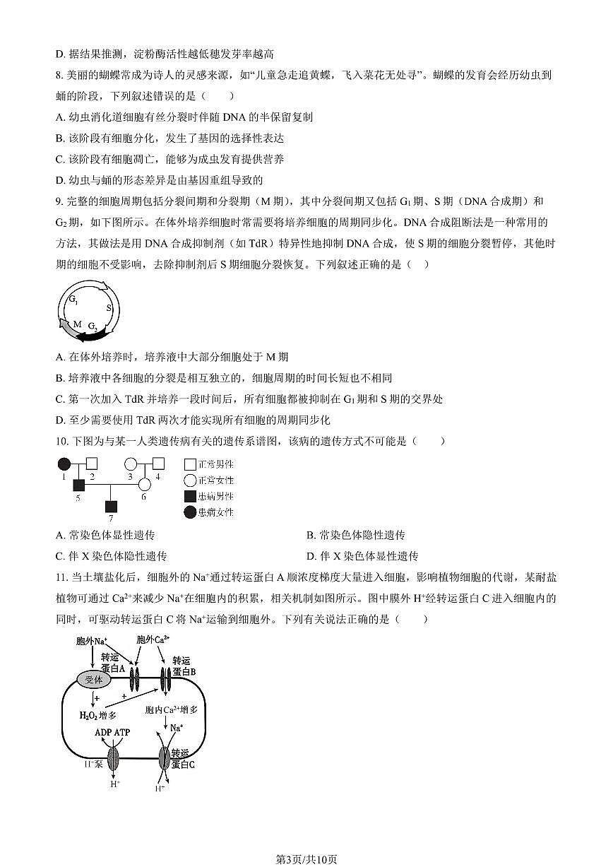 2025年北京二中高三（上）第一次月考生物试卷（教师版）第3页