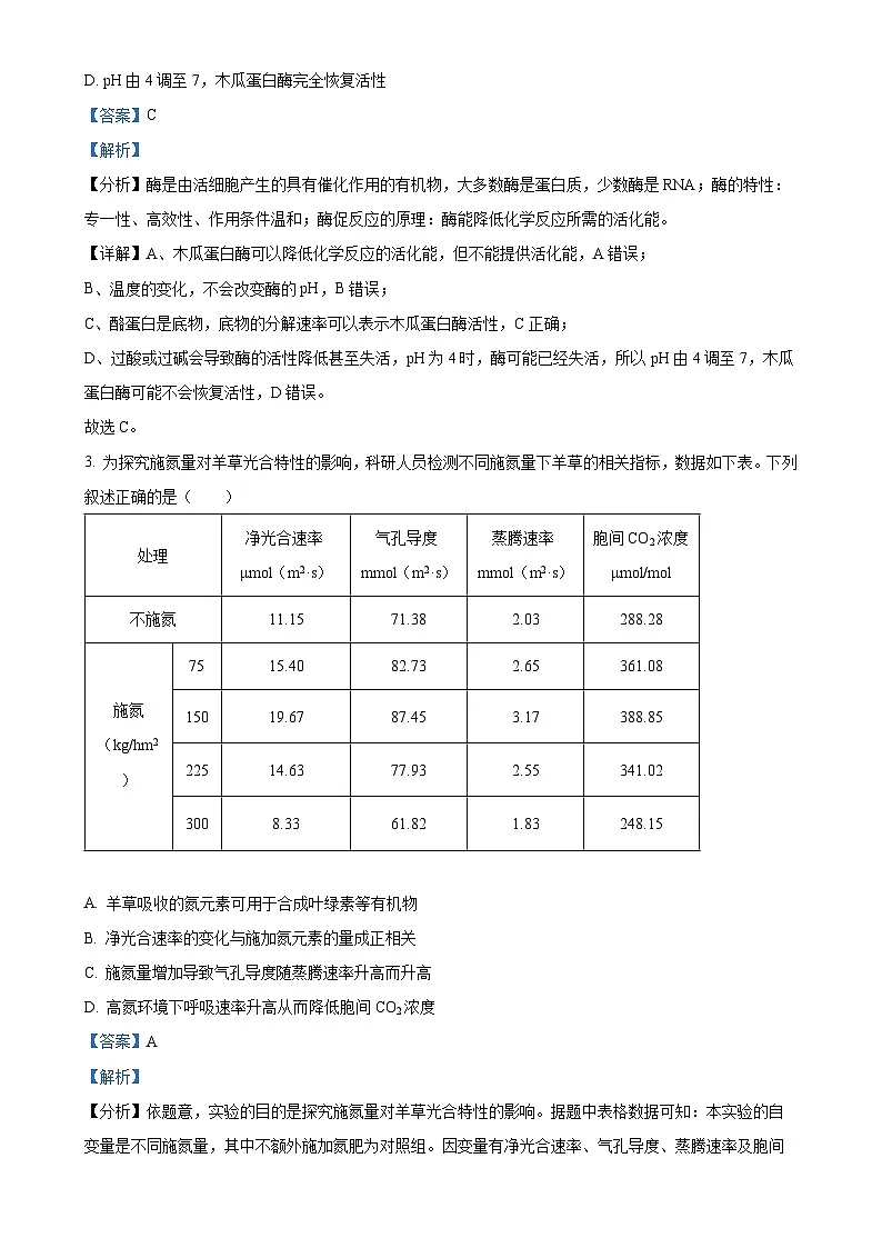 北京市丰台区高三上学期1月期末生物试题（解析版）-A4第2页