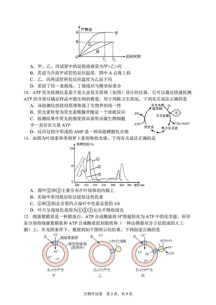 辽宁省沈阳市东北育才学校2025-2025学年上学期高一生物月考试卷（含答案）第3页