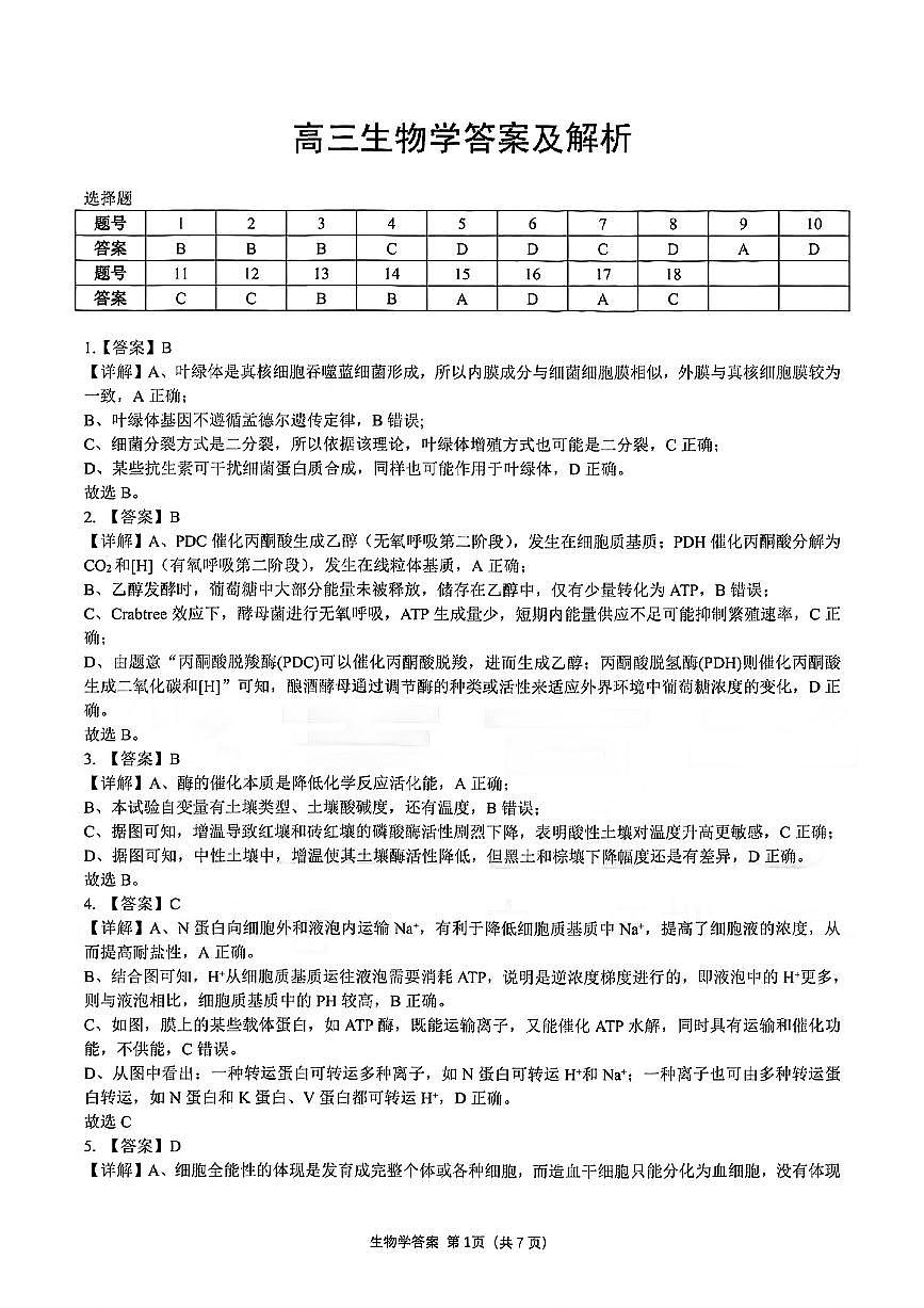 生物试卷答案第1页