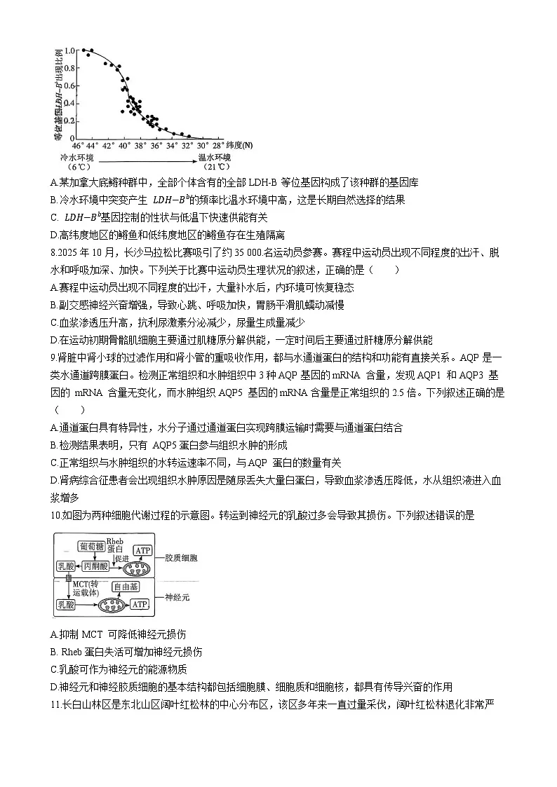 湖南省长沙市雨花区长沙市雅礼中学2025-2026学年高三上学期12月月考生物试题第3页