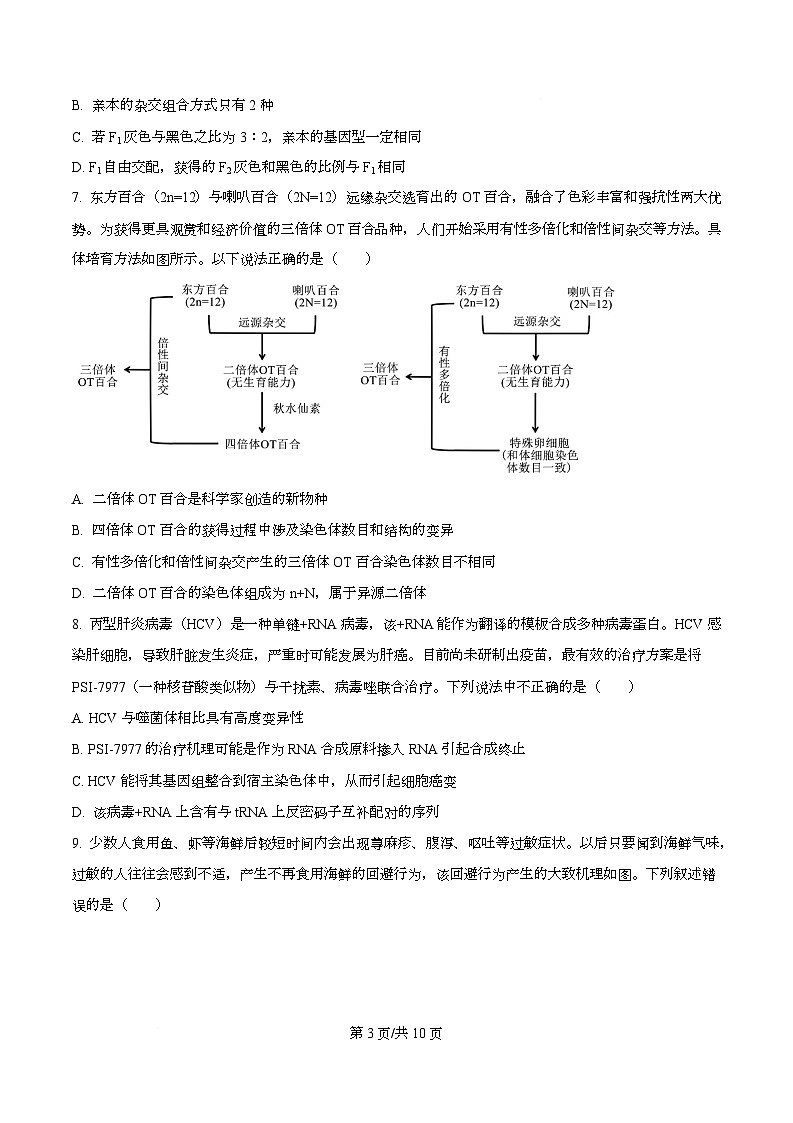 湖南省衡阳市第八中学2025-2026学年高三上学期第三次月考生物试题（原卷版）第3页