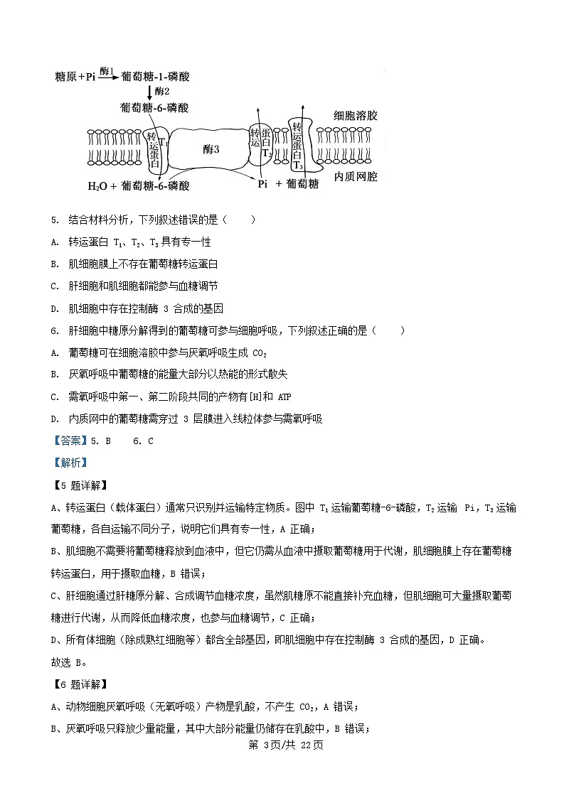 浙江省台州市2026届高三生物上学期11月第一次教学质量评估试题含解析第3页