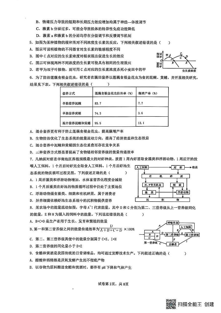江苏省南通市海安市实验中学2025-2026学年高二上学期12月月考生物试题第2页