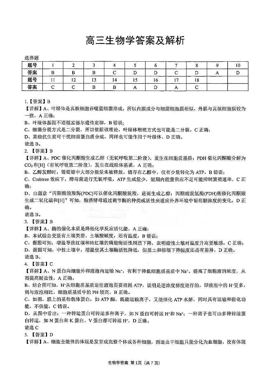 生物试卷答案第1页