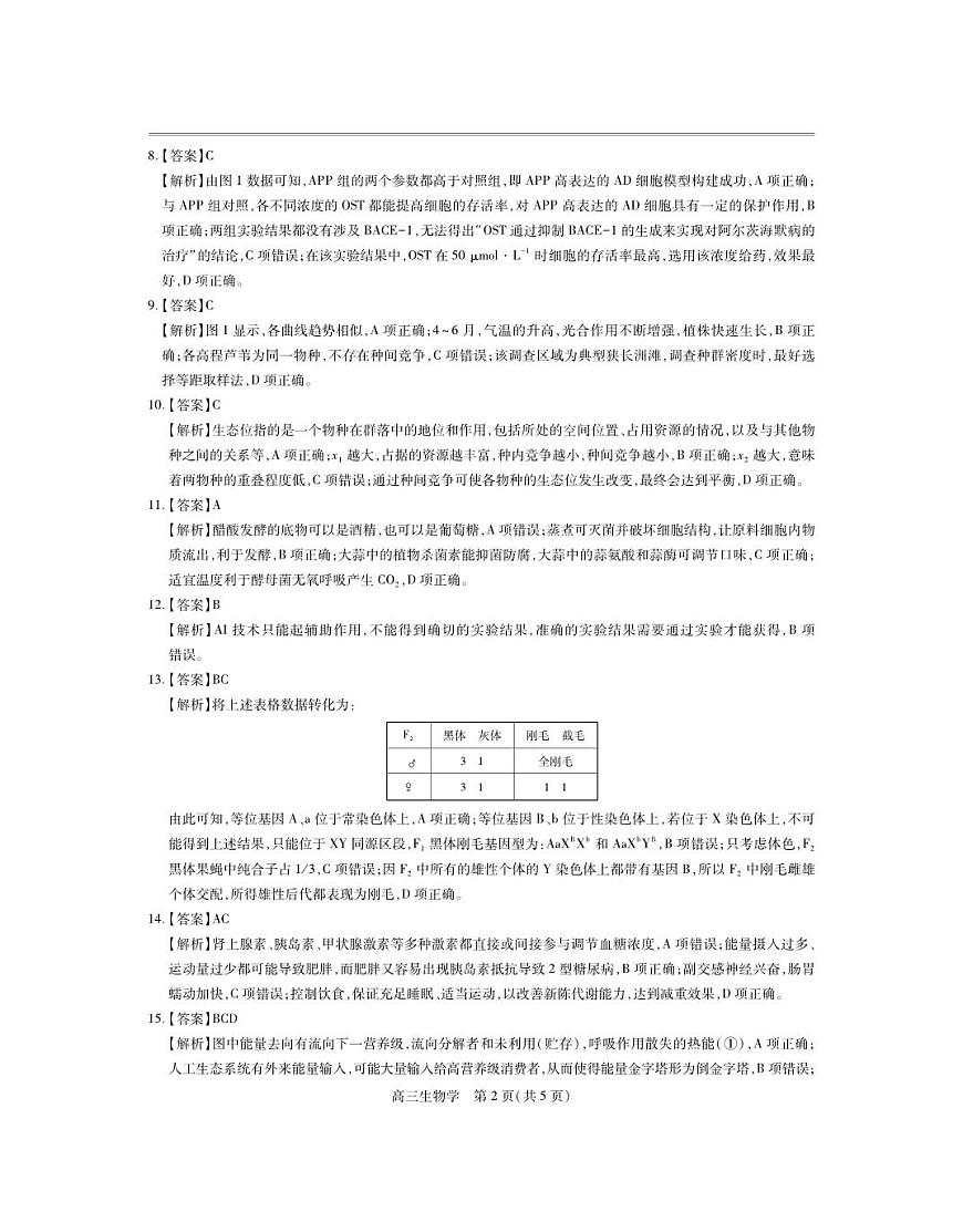 江西省部分重点高中2026届高三上学期第一次联考 生物试卷（PDF图片版）（含答案)第2页