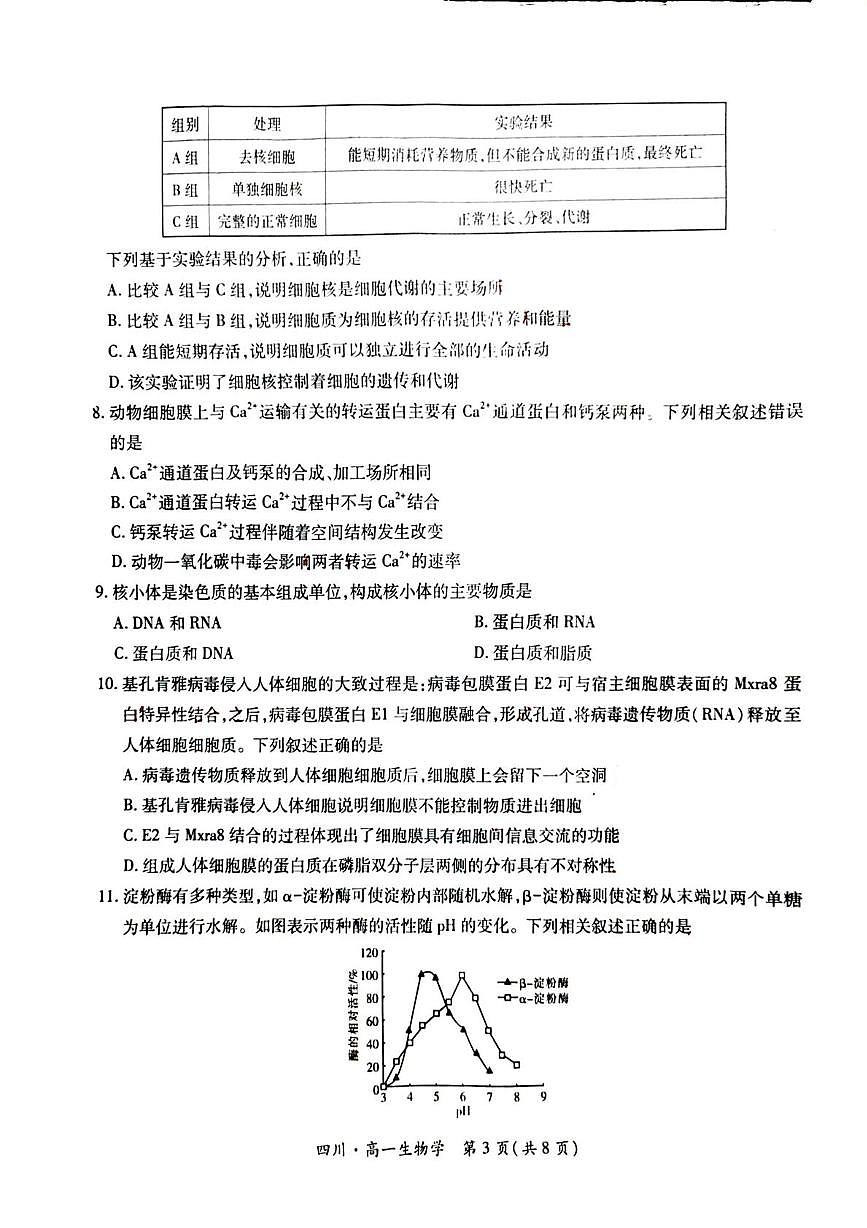 四川省大数据智学领航联盟2025-2026学年高一上学期12月月考生物试题第3页