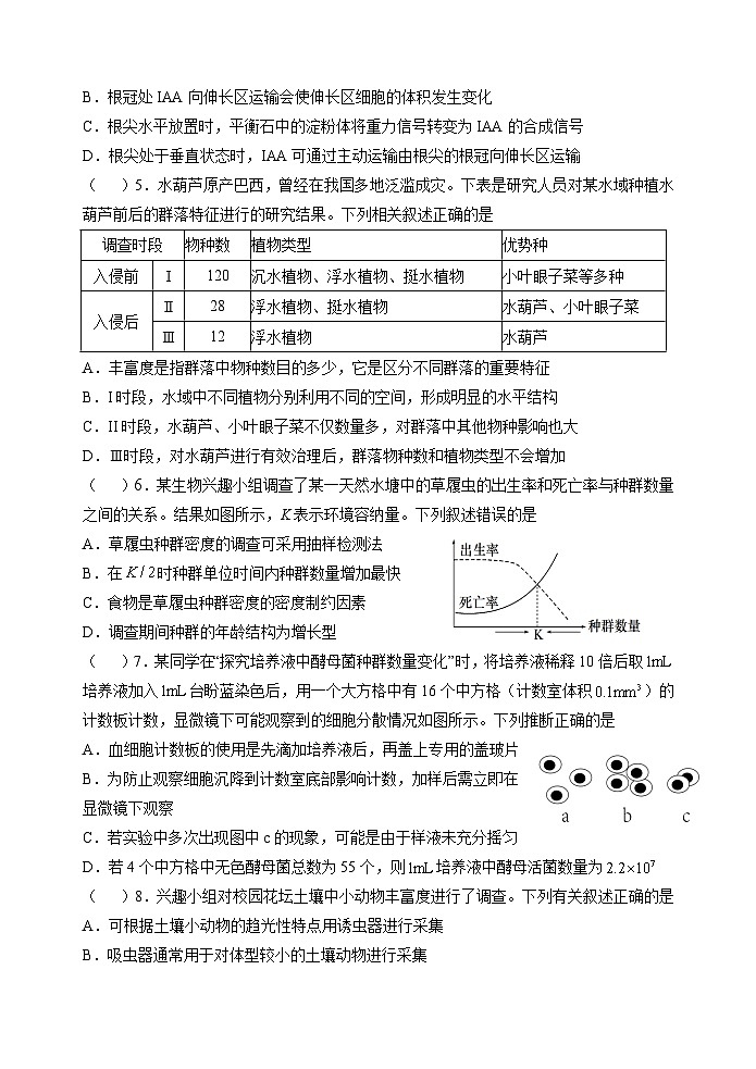 人教版2019高中生物 选择性必修1+2 高二.上期周测7 综合练习第2页