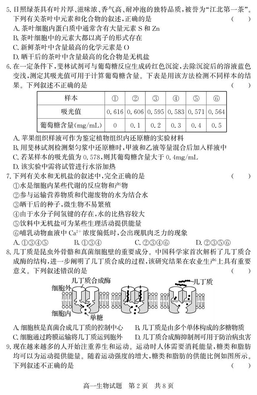 （教研室提供）山东省济宁市兖州区2025-2026学年高一上学期期中生物试题第2页
