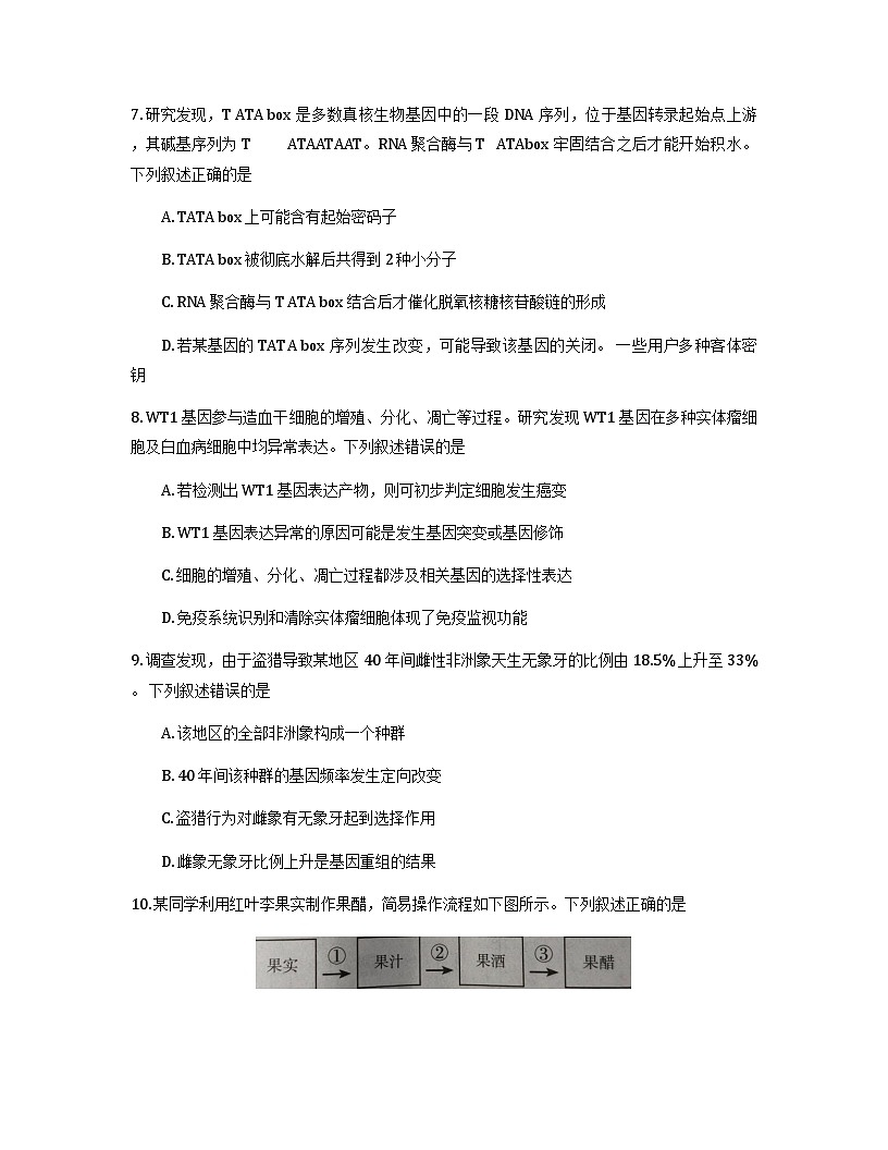 2026石家庄高三上学期11月摸底考试生物含答案第3页