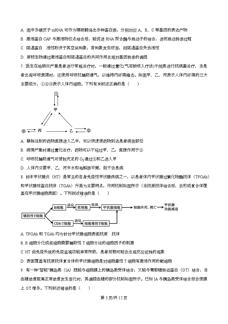 四川省成都市成华区某校2026届高三上学期12月一诊模拟生物试题（原卷版）第3页