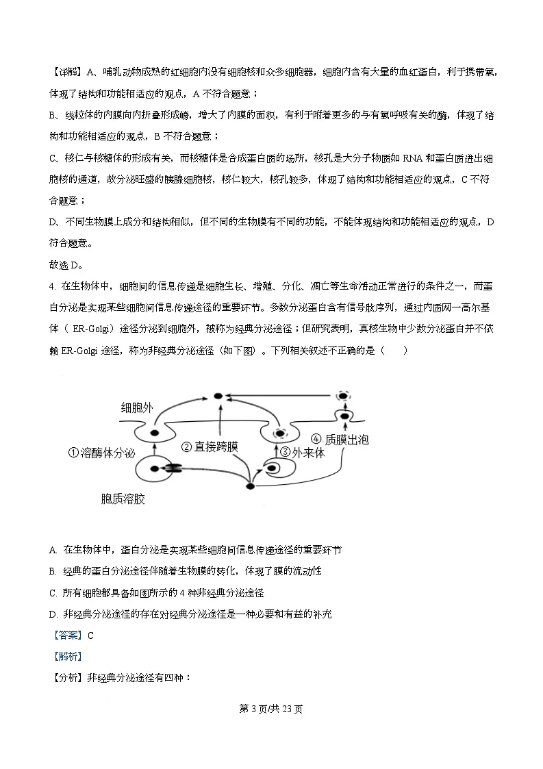 四川省成都市成华区某校2026届高三上学期12月一诊模拟生物试题 Word版含解析第3页