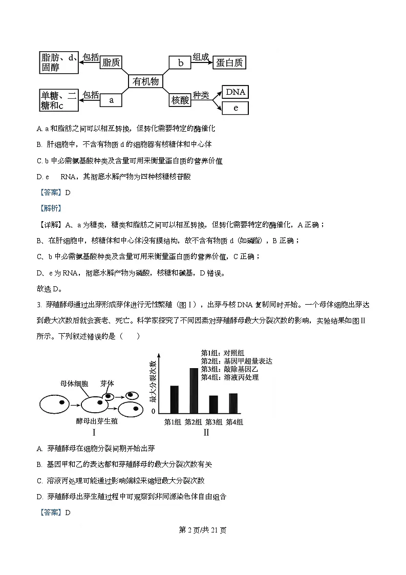 重庆市第八中学2026届高三上学期12月考试生物试题 Word版含解析第2页