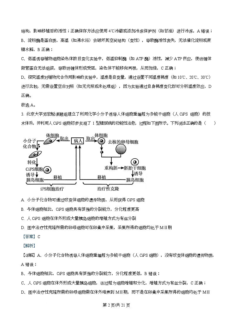 重庆市南开中学2026届高三上学期第四次质量检测生物试卷 Word版含解析第2页