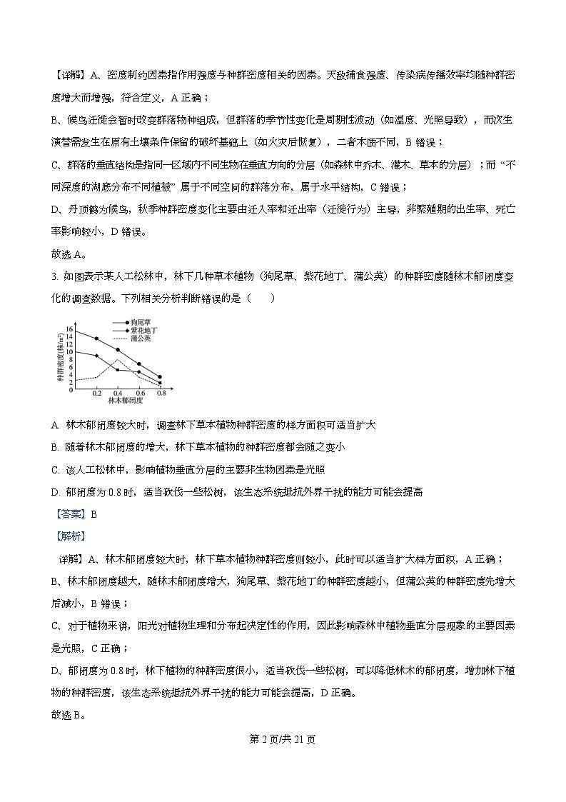 湖南省长沙市开福区湖南省长沙市第一中学2025-2026学年高二上学期12月月考生物试题 Word版含解析第2页