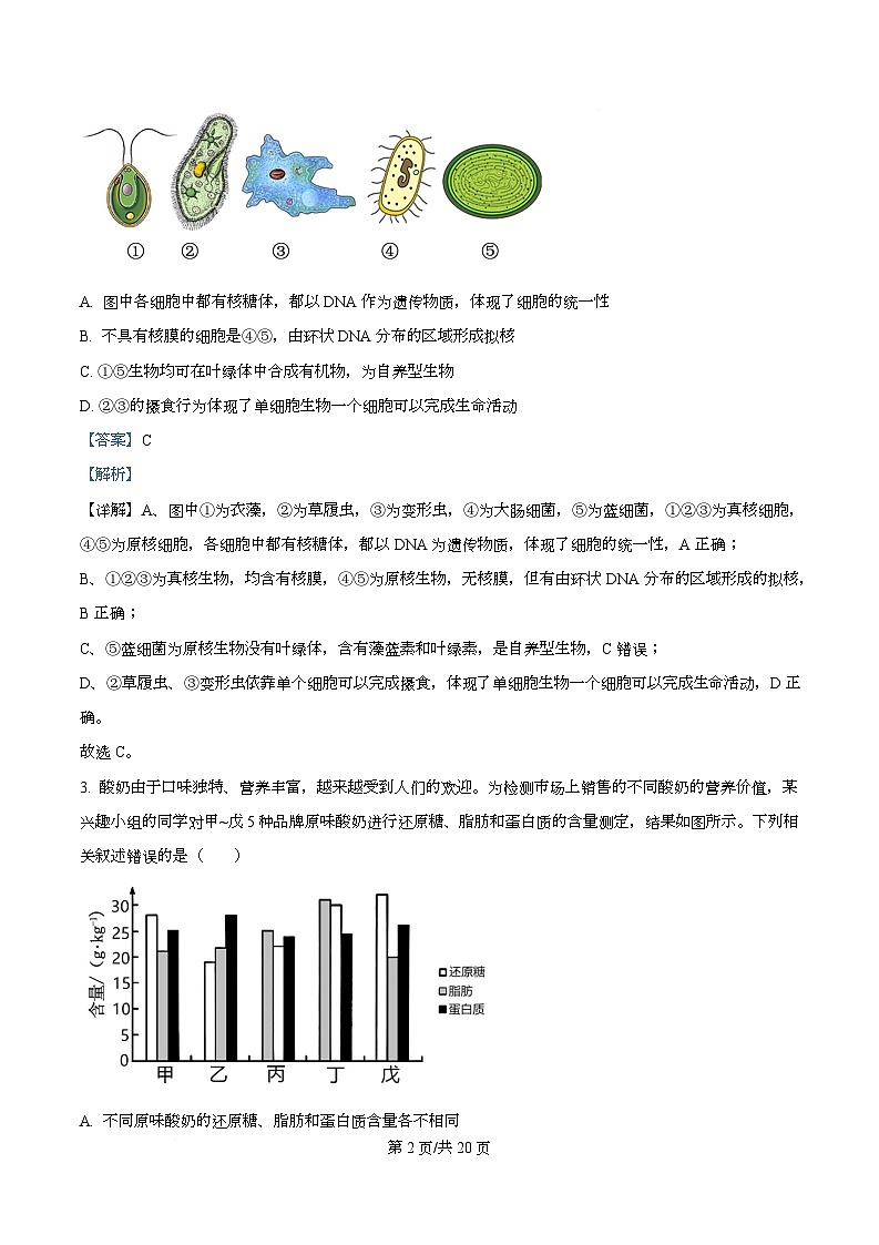 重庆市长寿区重庆市长寿中学2025-2026学年高一上学期12月月考生物试题 Word版含解析第2页