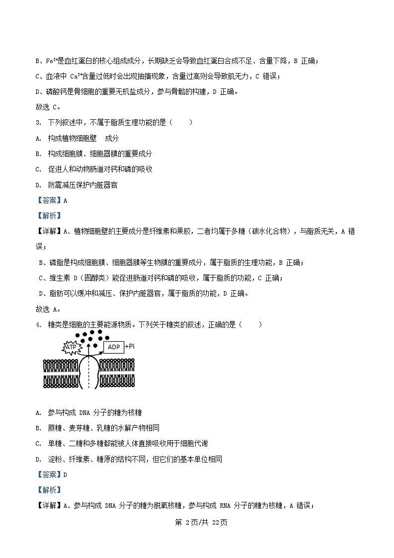 浙江省温州市2025_2026学年高一生物上学期11月期中联考试题含解析第2页
