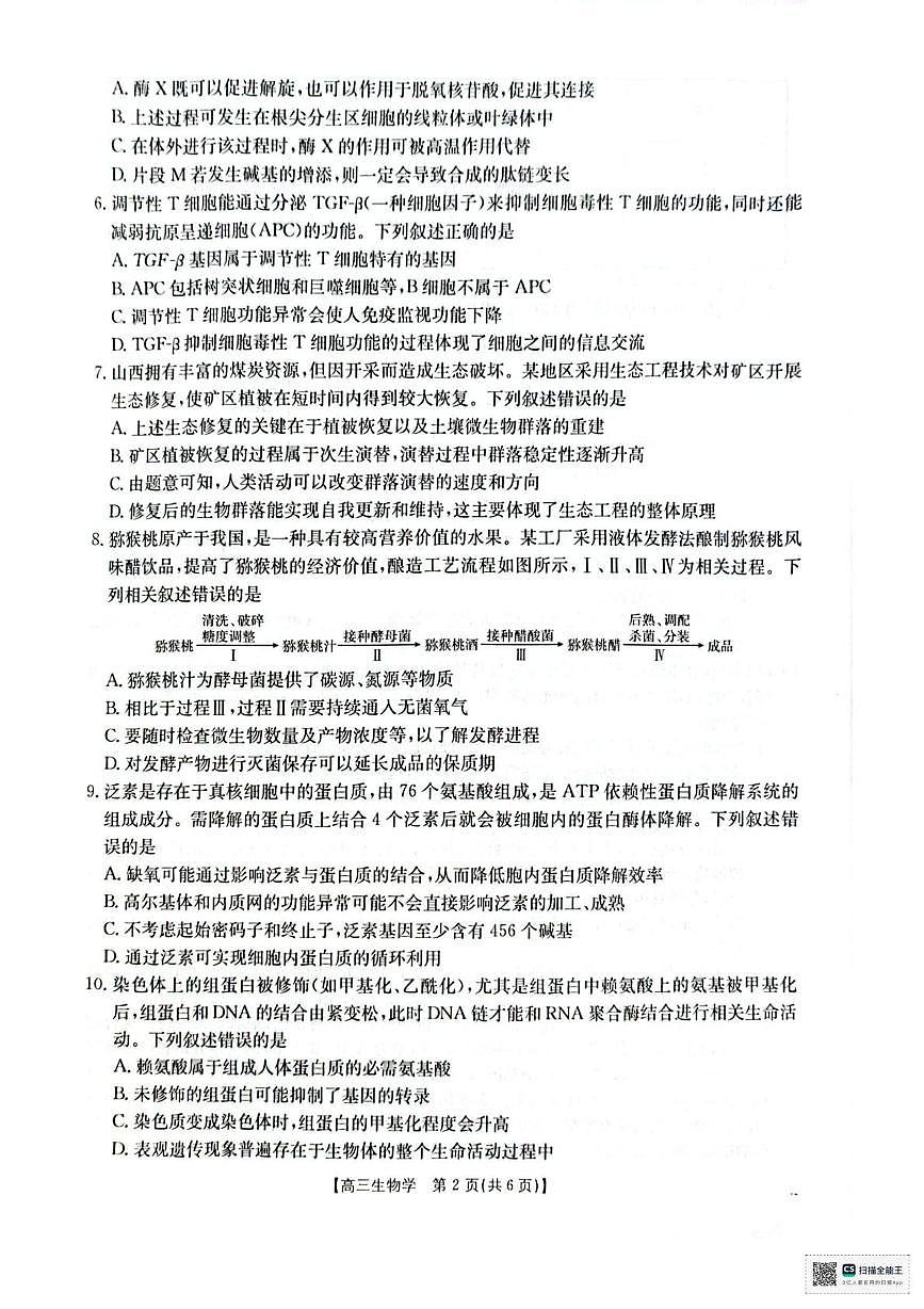 广西壮族自治区2025—2026学年高三上学期12月联考生物试题第2页