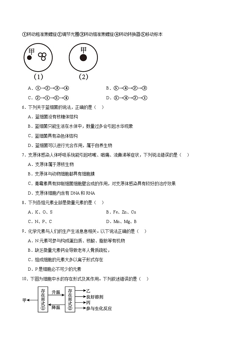 江苏省淮安市三校2025-2026学年高一上学期期中联考生物试题（Word版附答案）第2页