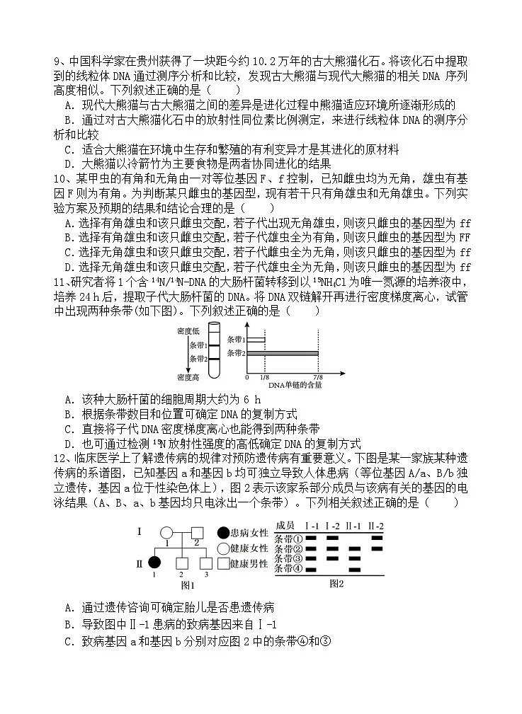 2026陕西师大附中高三上学期期中考试生物含答案第3页