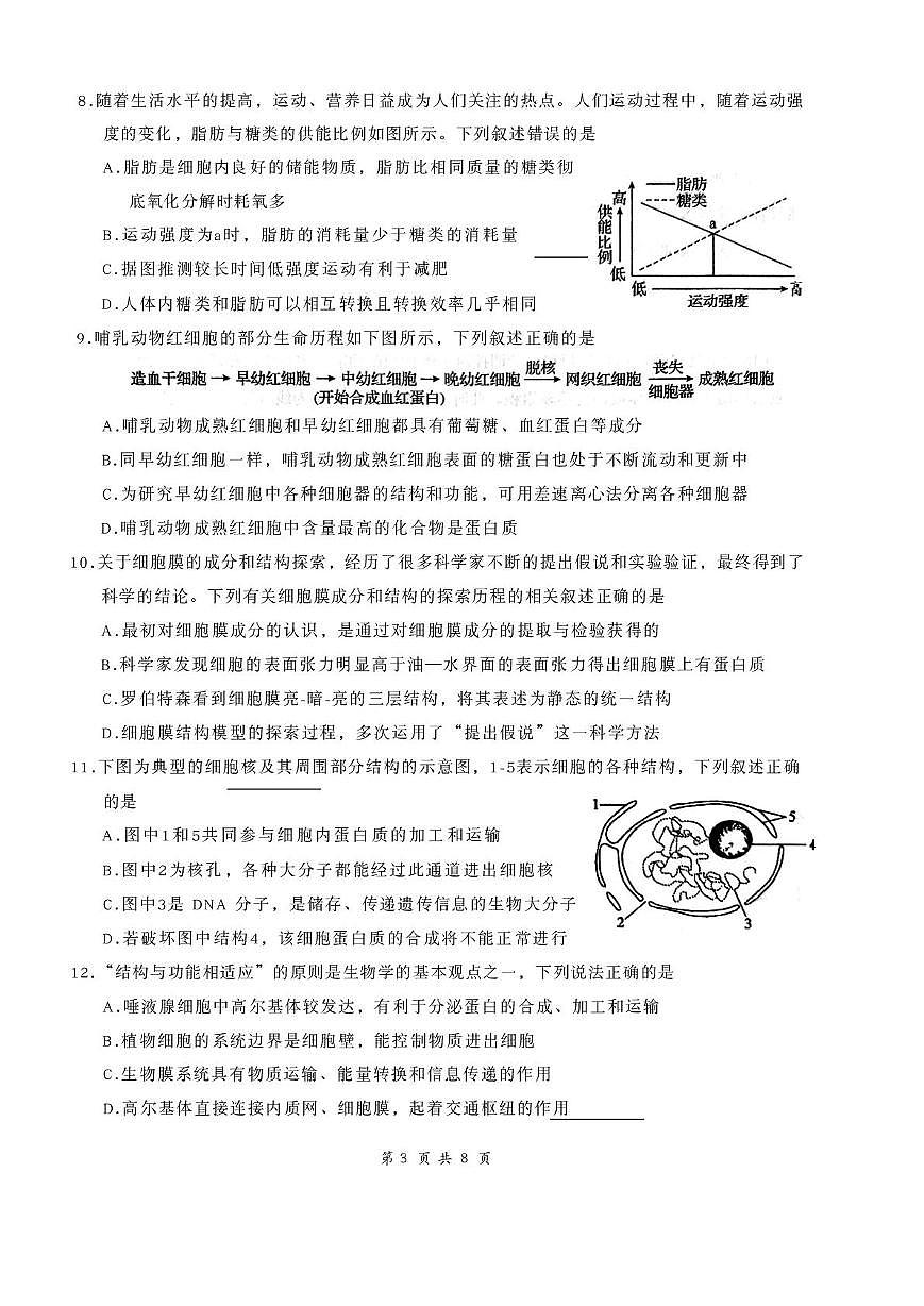 湖北省鄂东南联考2025-2026学年高一上学期12月月考生物试题第3页