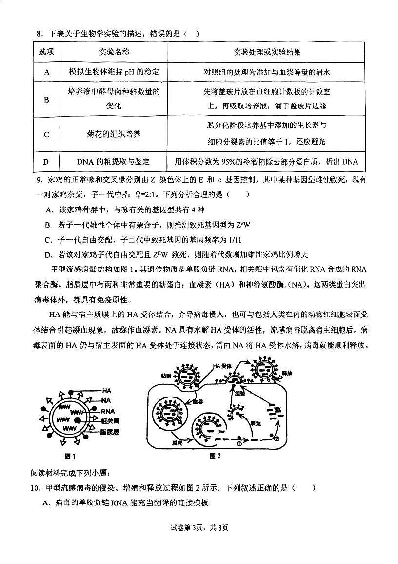 天津市河东区102中2025-2026学年高三上学期第二次月考生物试卷第3页