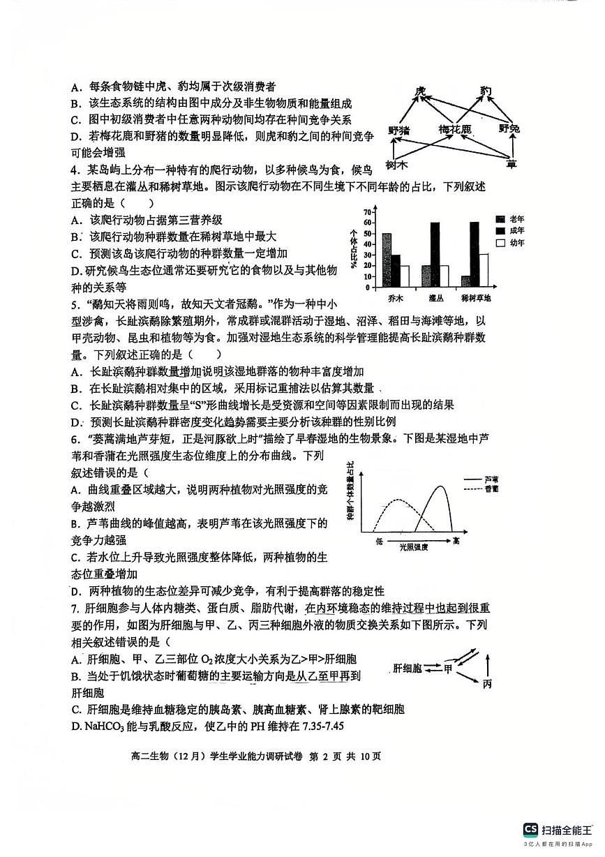 天津市静海区第一中学2025-2026学年高二上学期12月月考生物试题第2页