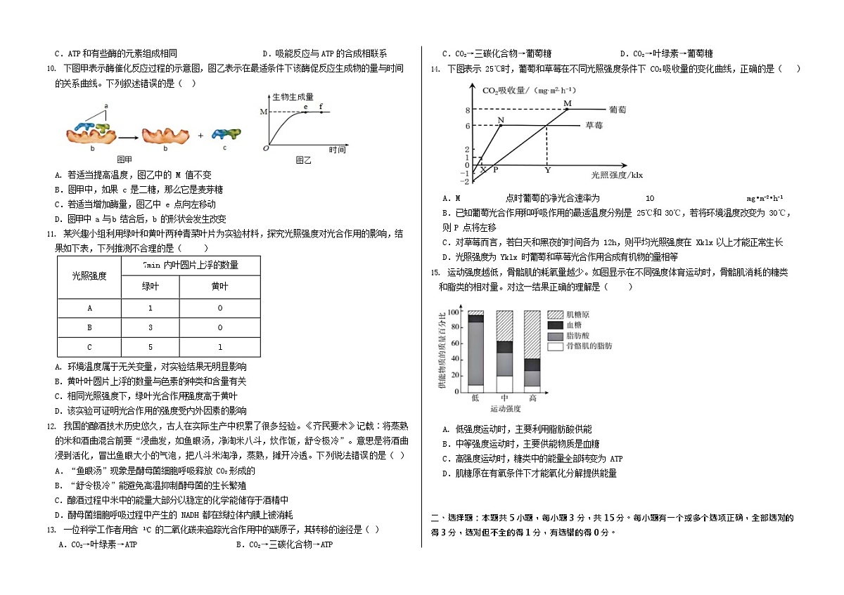 山东省德州市夏津第一中学2025-2026学年高一上学期12月月考生物试题第2页