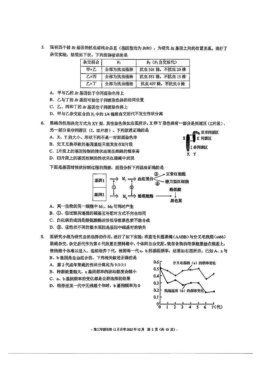 2025北京二中高三上12月月考生物试卷第2页