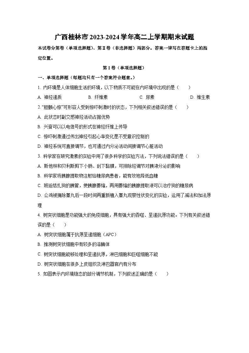广西桂林市2023-2024学年高二上学期期末生物试卷（学生版）第1页