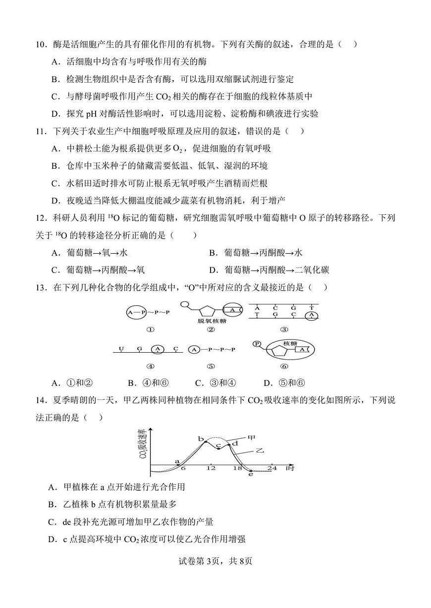 黑龙江省齐齐哈尔市第八中学校2025-2026学年高一上学期12月月考生物试题第3页
