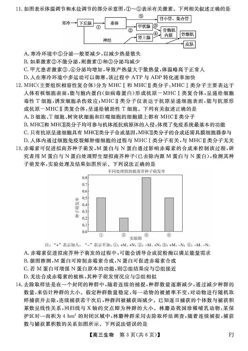 福建省百校2025年2026届高三年级12月联合测评生物试题（含答案）第3页