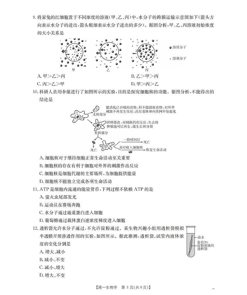 辽宁省葫芦岛市县协作校2025-2026学年高一上学期第二次考试生物试卷（含答案）第3页