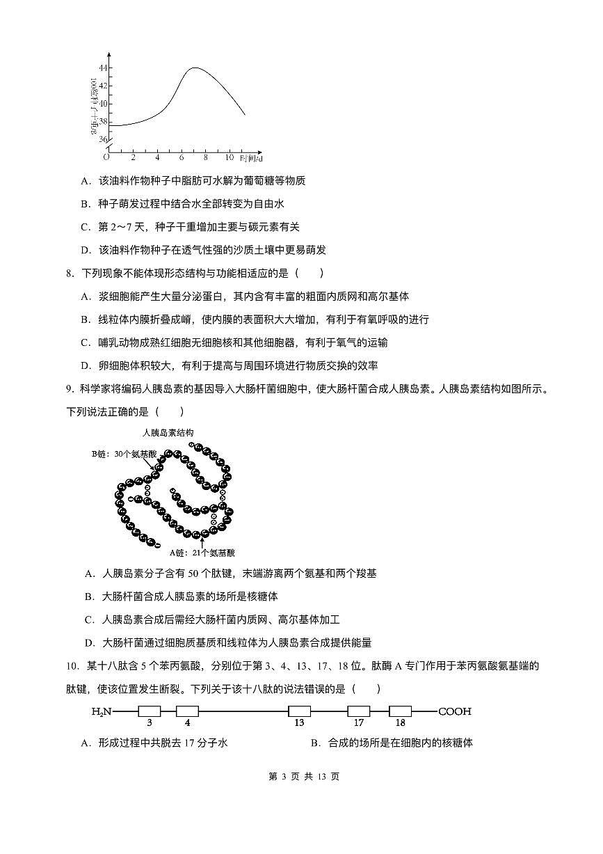 山东省济南第一中学2025-2026学年高一上学期期中生物试题含答案第3页