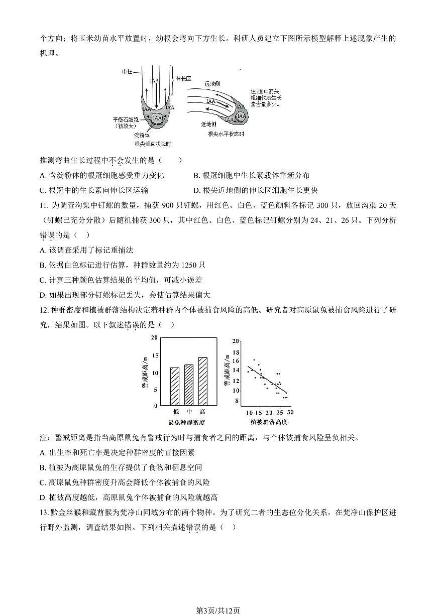 2025北京顺义一中高二（上）12月月考生物试卷（教师版）第3页