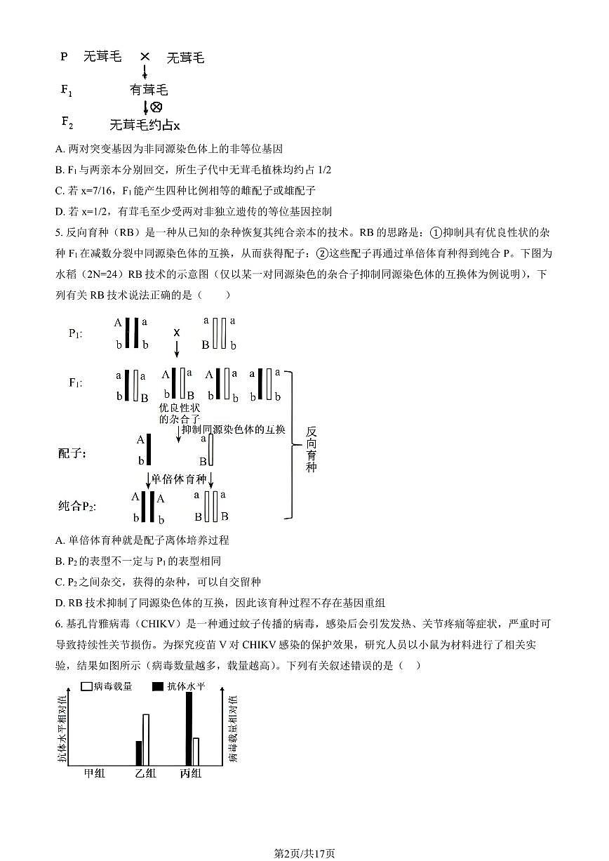 2025北京八十中高三（上）12月月考生物试卷（教师版）第2页